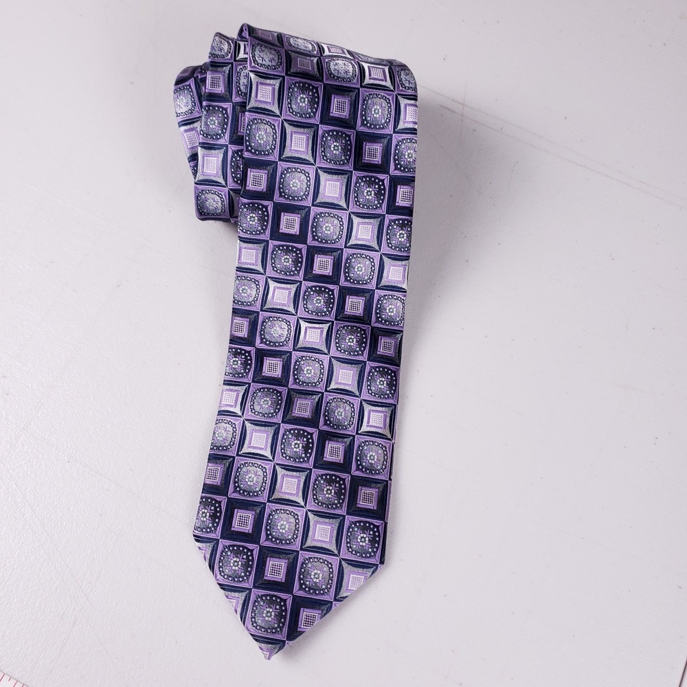 Alexander Julian Colours Necktie Purple Geometric Pattern Men's Tie Dressy Look‎